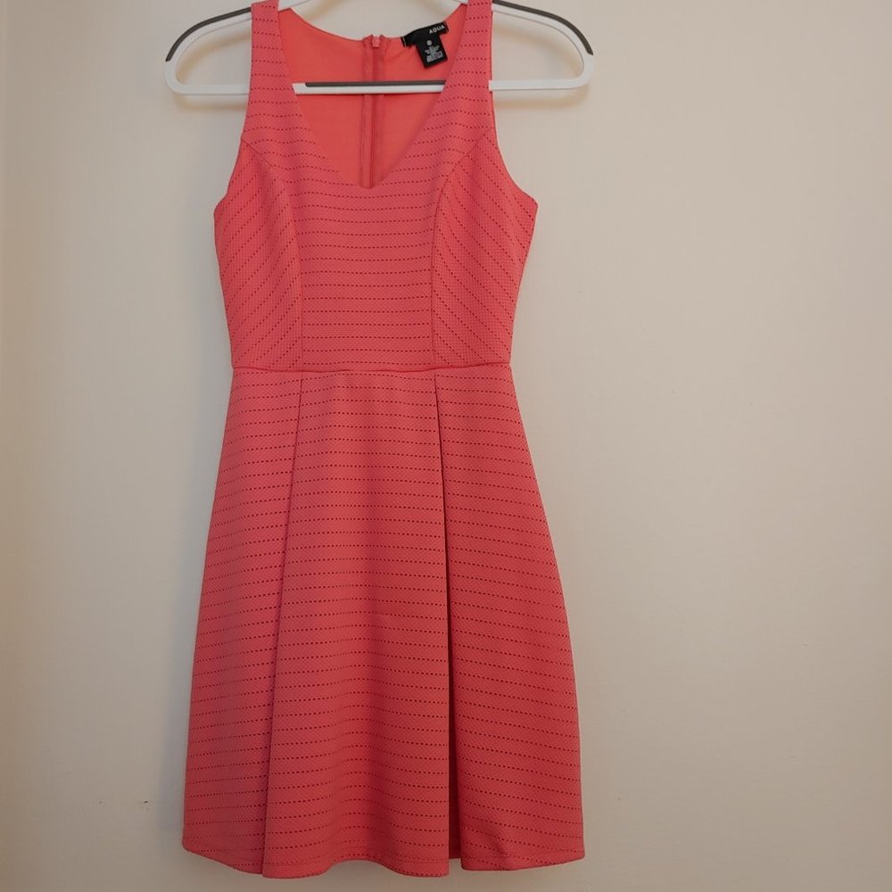Aqua by Bloomingdales Fit and Flare Party Dress | Salmon Pink | Small